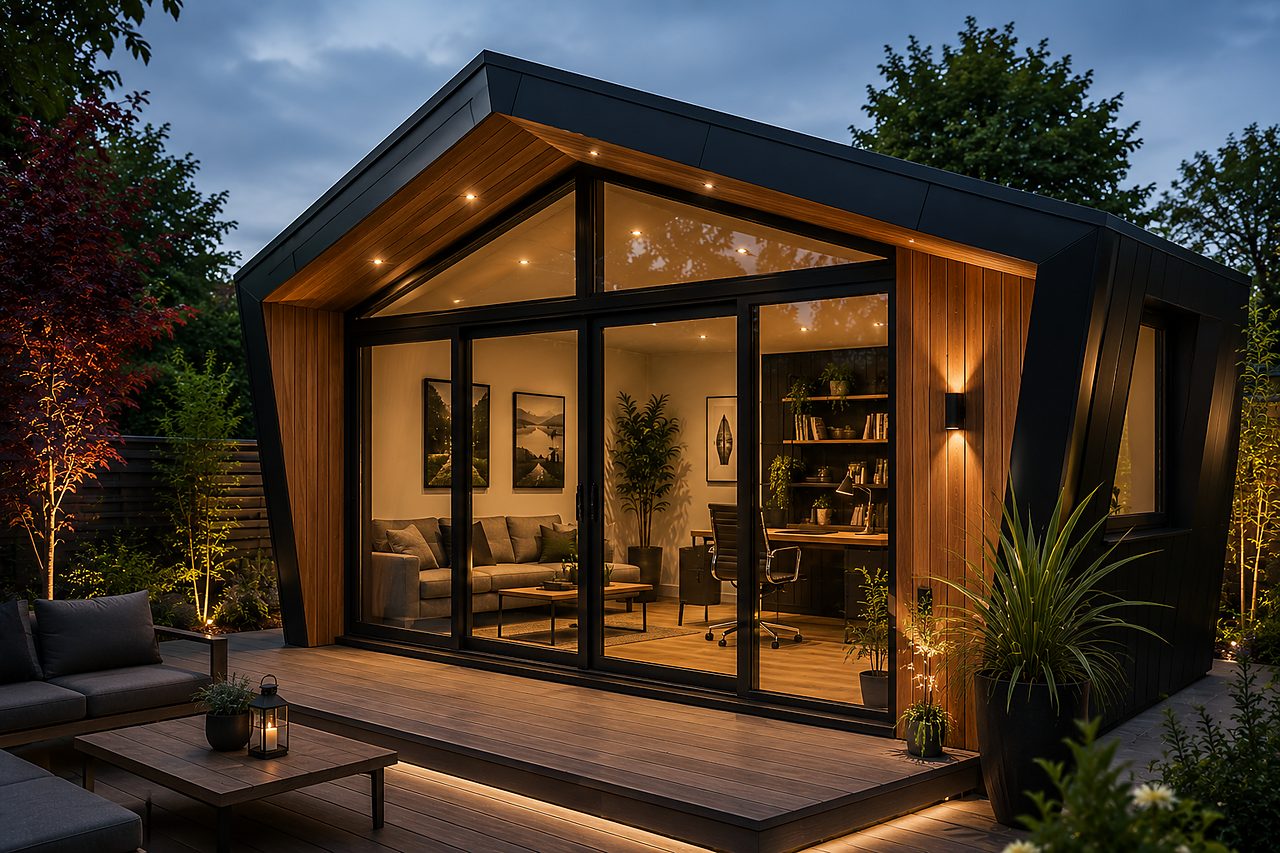 Bespoke architect-designed garden room with full-height glazing