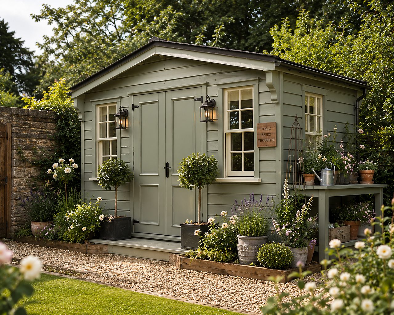 Premium cedar-clad shed with sash windows